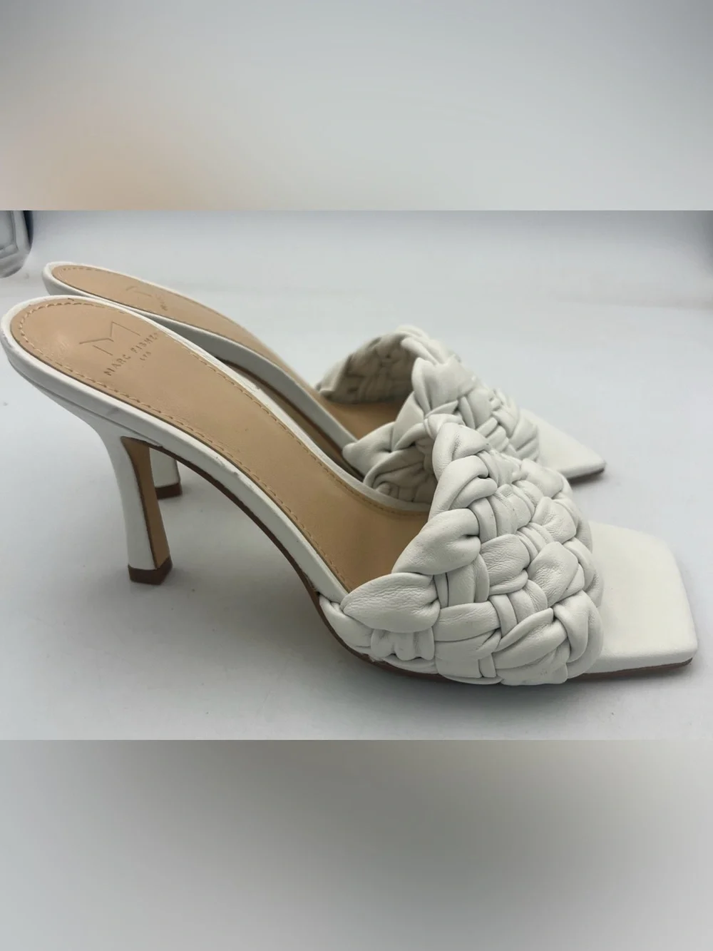 MARC FISHER LTD Draya Slide Sandal Leather Upper Textured Braided Women’s Size 8